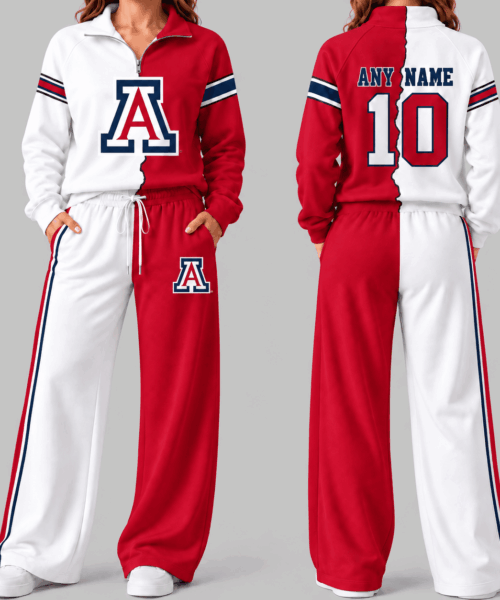Arizona Wildcats NCAA Split Color Quarter Zip Wide Leg Set