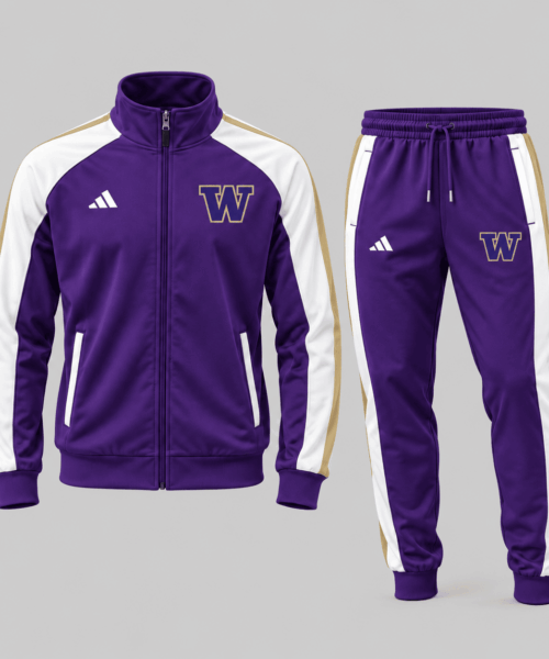Washington Huskies NCAA Classic Stripe Track Jacket Jogger Set