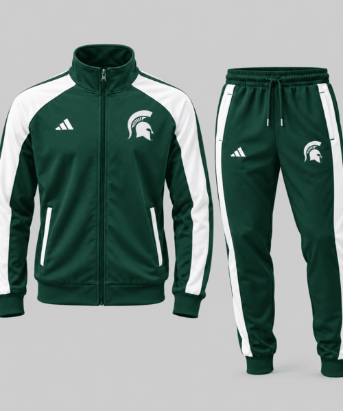 Michigan State Spartans NCAA Classic Stripe Track Jacket Jogger Set