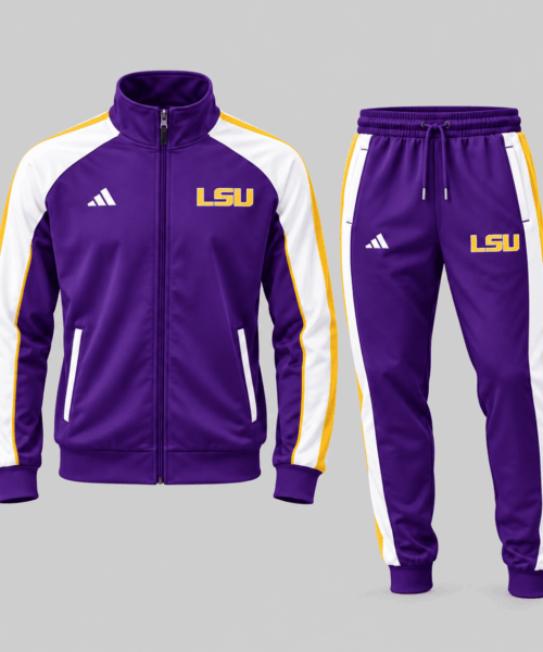 LSU Tigers NCAA Classic Stripe Track Jacket Jogger Set