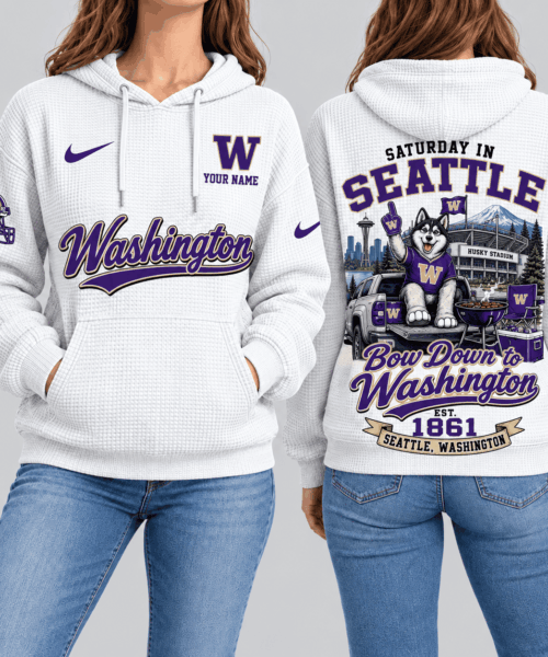 Washington Huskies NCAA Saturday Gameday Waffle Hoodie