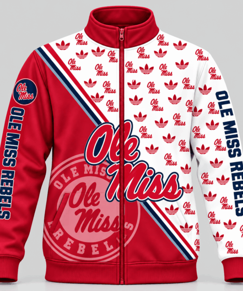 Ole Miss Rebels NCAA Diagonal Split Logo Pattern Jacket