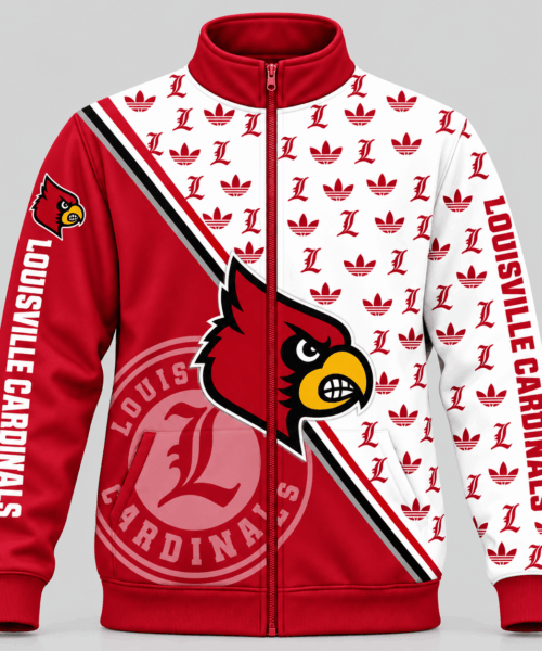 Louisville Cardinals NCAA Diagonal Split Logo Pattern Jacket
