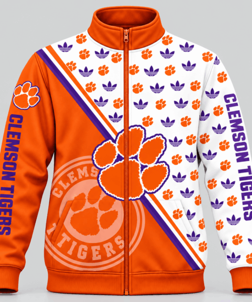 Clemson Tigers NCAA Diagonal Split Logo Pattern Jacket