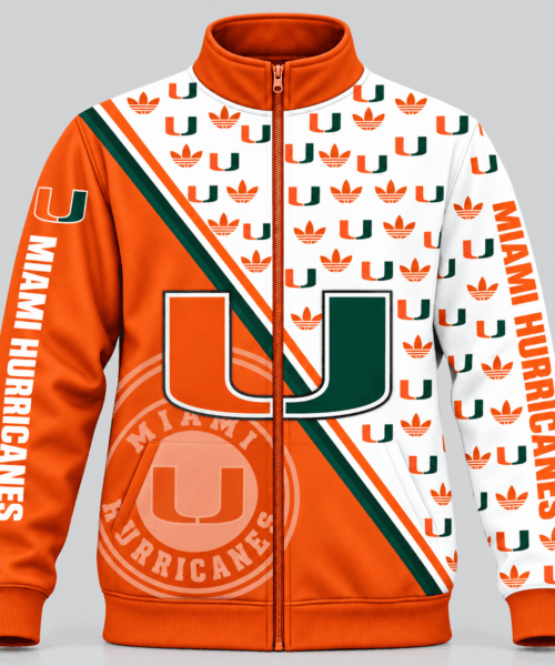 Miami Hurricanes NCAA Diagonal Split Logo Pattern Jacket