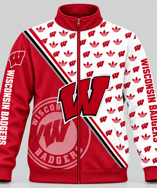 Wisconsin Badgers NCAA Diagonal Split Logo Pattern Jacket