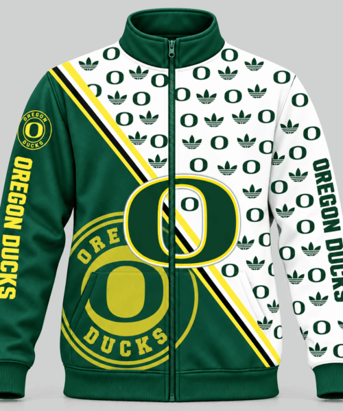 Oregon Ducks NCAA Diagonal Split Logo Pattern Jacket