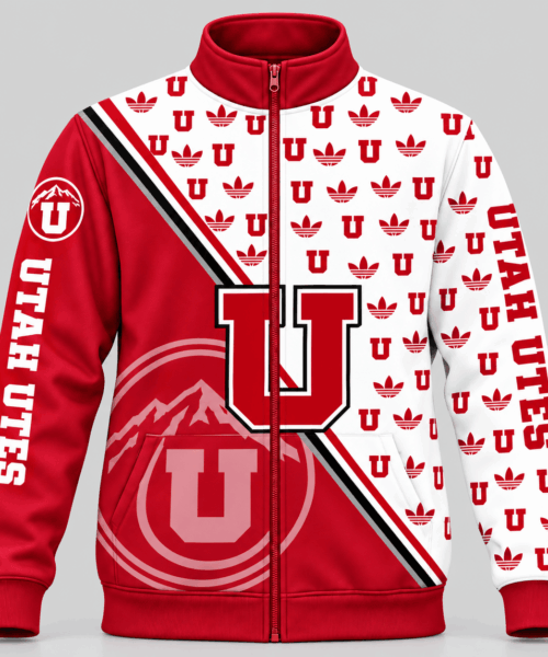 Utah Utes NCAA Diagonal Split Logo Pattern Jacket