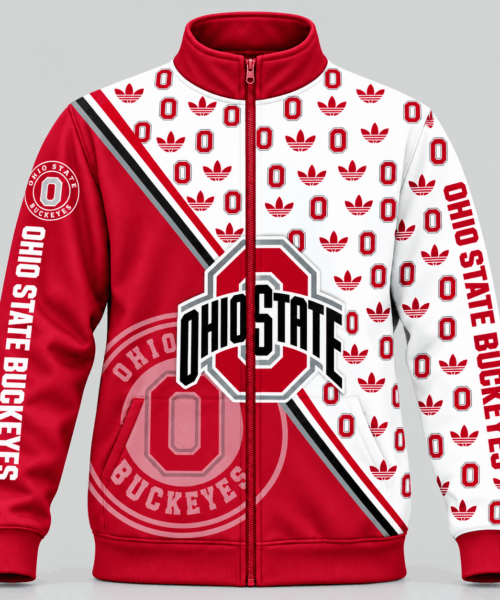 Ohio State Buckeyes NCAA Diagonal Split Logo Pattern Jacket