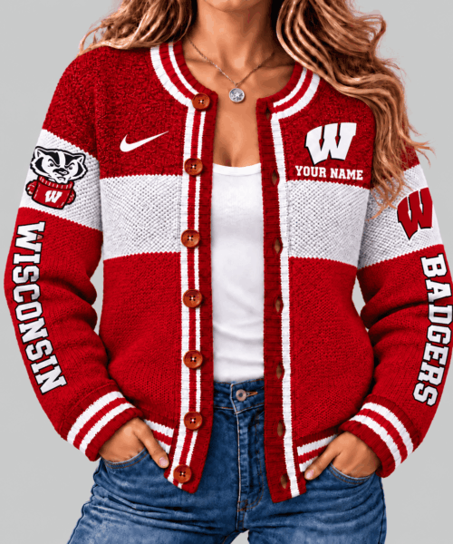 Wisconsin Badgers NCAA Fleece Color Block Cardigan