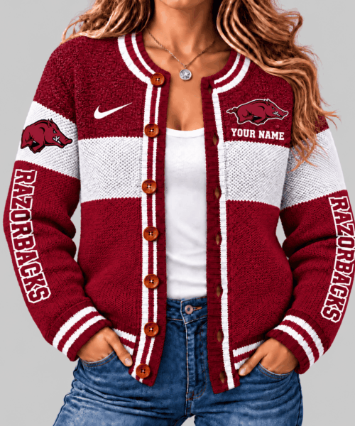 Arkansas Razorbacks NCAA Fleece Color Block Cardigan