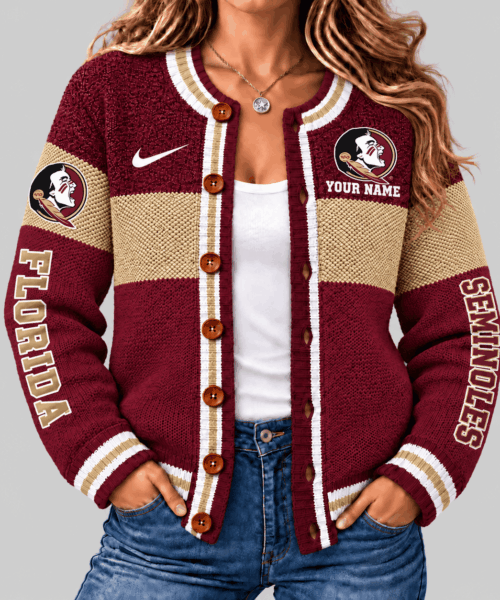 Florida State Seminoles NCAA Fleece Color Block Cardigan