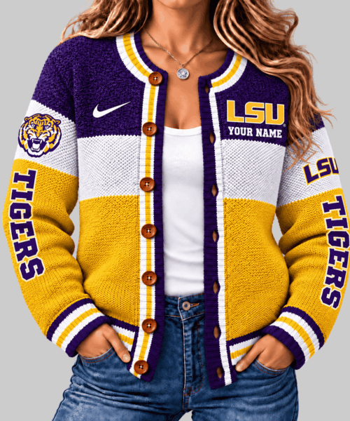 LSU Tigers NCAA Fleece Color Block Cardigan
