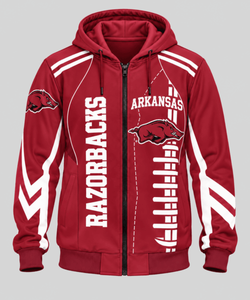 Arkansas Razorbacks NCAA Football Lace Zip Hoodie