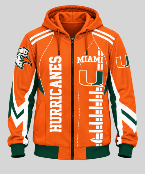 Miami Hurricanes NCAA Football Lace Zip Hoodie