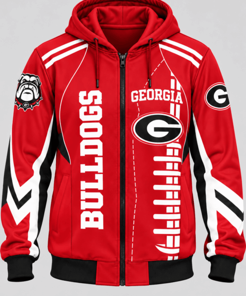 Georgia Bulldogs NCAA Football Lace Zip Hoodie