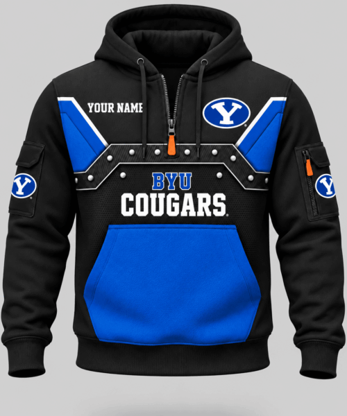 BYU Cougars NCAA Utility Panel Half Zip Hoodie