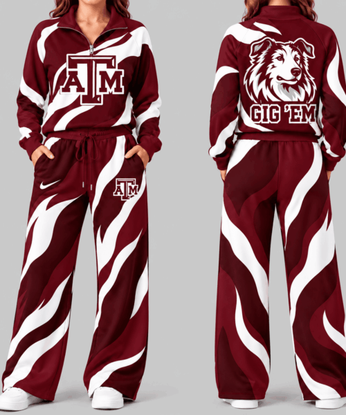 Texas A&M Aggies NCAA Wave Pattern Mascot Quarter Zip Set