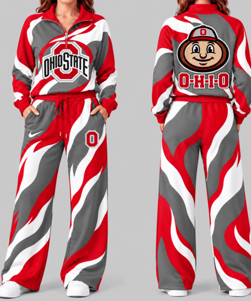 Ohio State Buckeyes NCAA Wave Pattern Mascot Quarter Zip Set