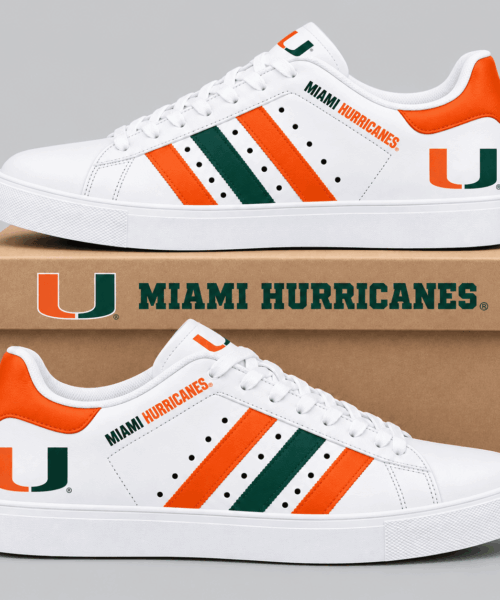 Miami Hurricanes NCAA Stripe Low Top Sneakers