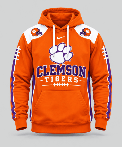 Clemson Tigers NCAA Football Laces Sleeve Hoodie
