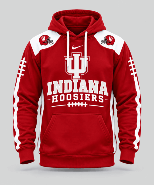 Indiana Hoosiers NCAA Football Laces Sleeve Hoodie