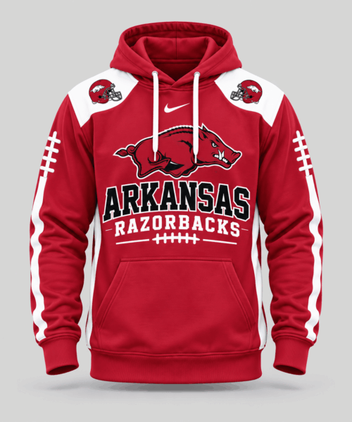 Arkansas Razorbacks NCAA Football Laces Sleeve Hoodie