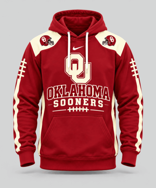 Oklahoma Sooners NCAA Football Laces Sleeve Hoodie