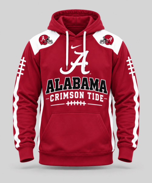 Alabama Crimson Tide NCAA Football Laces Sleeve Hoodie