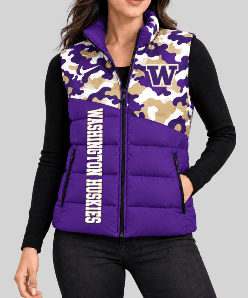 Washington Huskies NCAA Camo Panel Puffer Vest