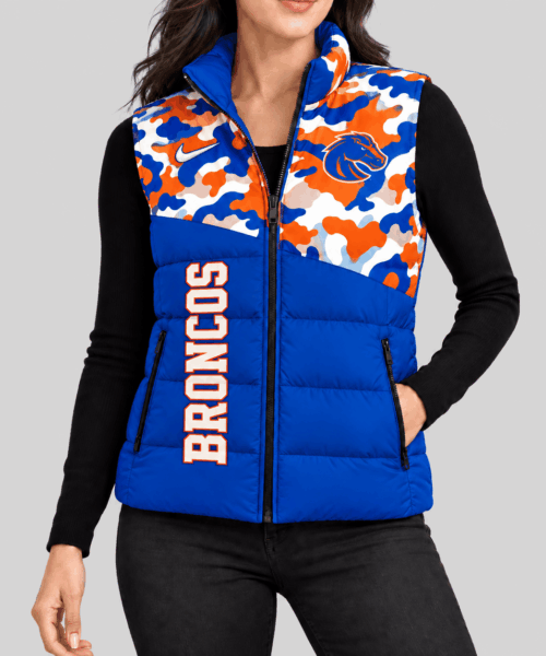 Boise State Broncos NCAA Camo Panel Puffer Vest