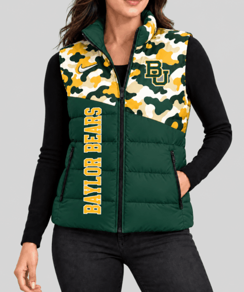 Baylor Bears NCAA Camo Panel Puffer Vest