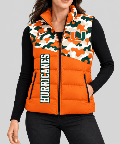 Miami Hurricanes NCAA Camo Panel Puffer Vest