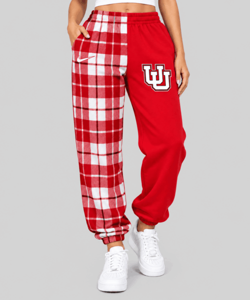 Utah Utes NCAA Plaid Split Jogger Pants