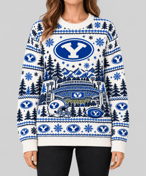 BYU Cougars NCAA Stadium Christmas Knit Sweater