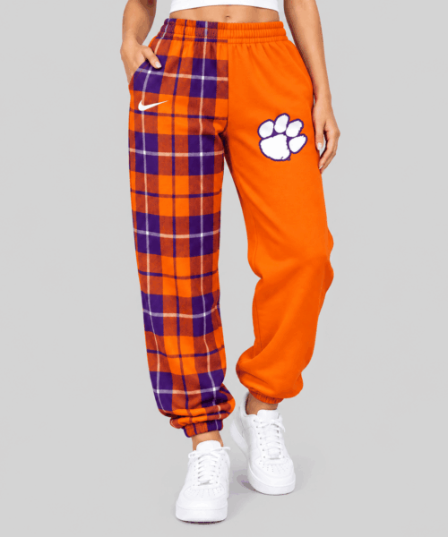Clemson Tigers NCAA Plaid Split Jogger Pants