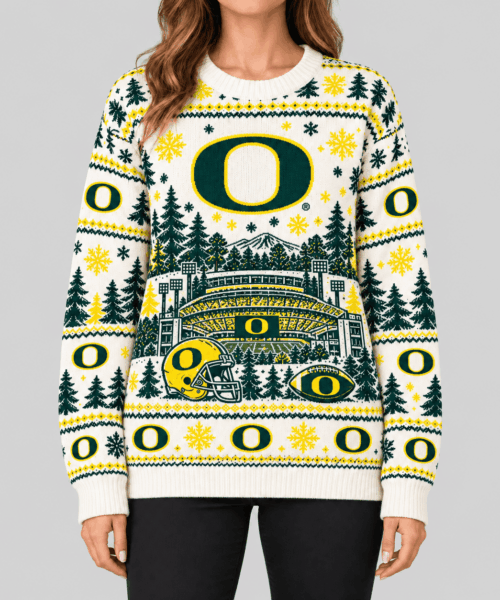 Oregon Ducks NCAA Stadium Christmas Knit Sweater