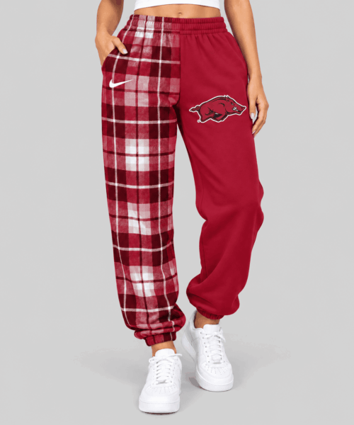Arkansas Razorbacks NCAA Plaid Split Jogger Pants