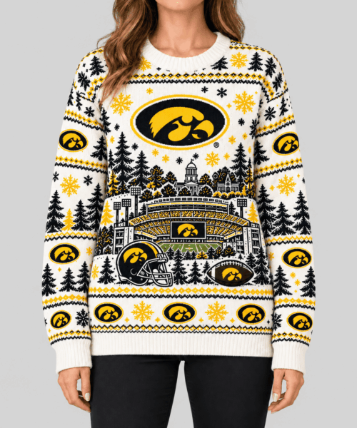 Iowa Hawkeyes NCAA Stadium Christmas Knit Sweater