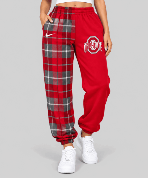 Ohio State Buckeyes NCAA Plaid Split Jogger Pants