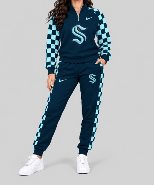 Seattle Kraken NHL Checkerboard Sleeve Quarter Zip Set