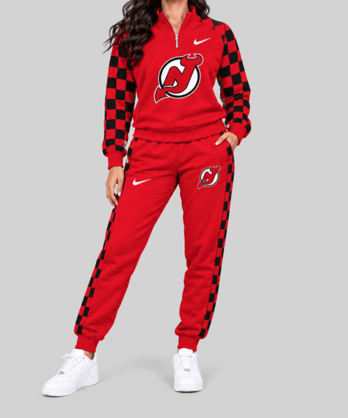 New Jersey Devils NHL Checkerboard Sleeve Quarter Zip Set