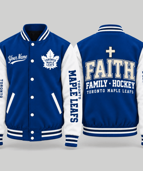 Toronto Maple Leafs NHL Faith Family Football Varsity Jacket