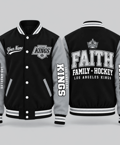 Los Angeles Kings NHL Faith Family Football Varsity Jacket