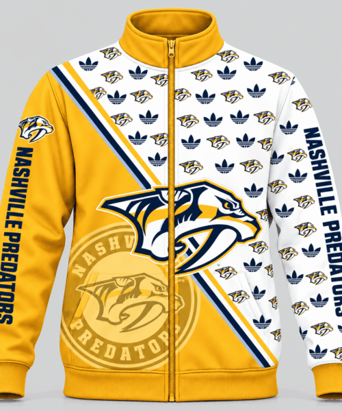 Nashville Predators NHL Diagonal Split Logo Pattern Jacket