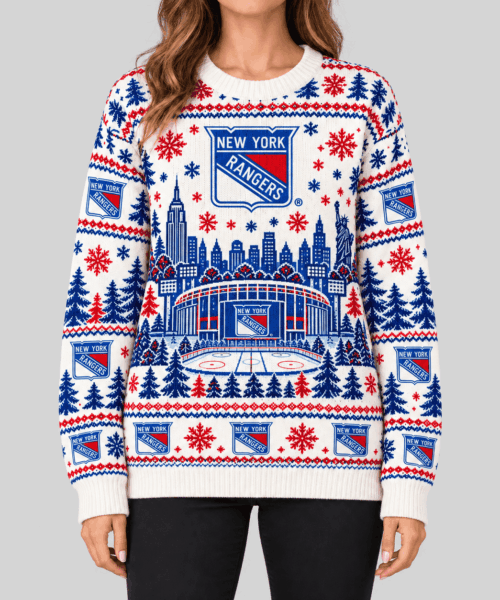 New York Rangers NHL Stadium Christmas Knit Sweater