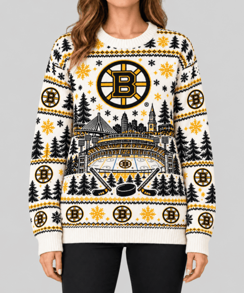 Boston Bruins NHL Stadium Christmas Knit Sweater