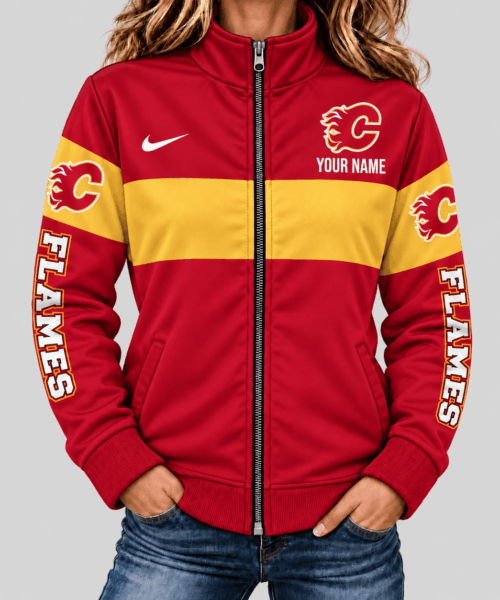 Calgary Flames NHL Color Block Mascot Sleeve Jacket