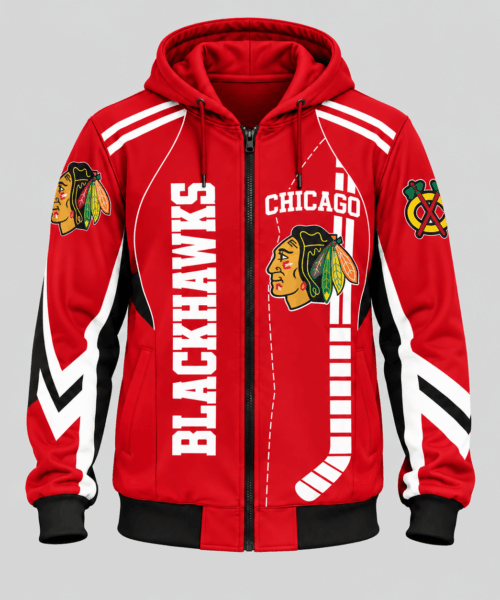 Chicago Blackhawks NHL Football Lace Zip Hoodie