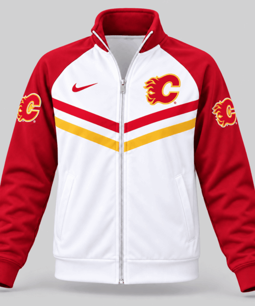 Calgary Flames NHL Chevron Stripe Track Jacket
